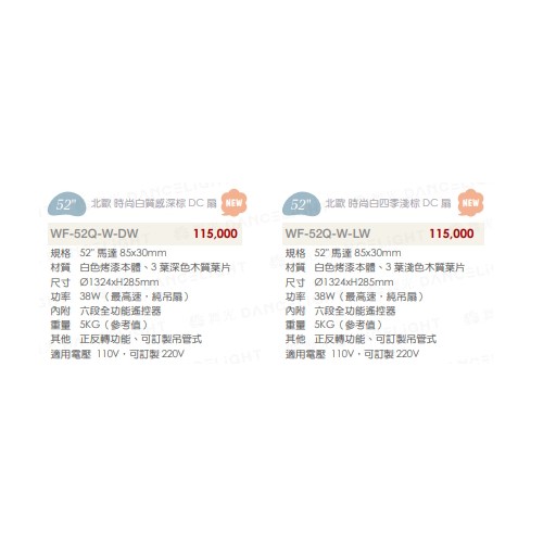 楓光52吋北歐現代系列貴族黑DC直流省吊扇/吊扇