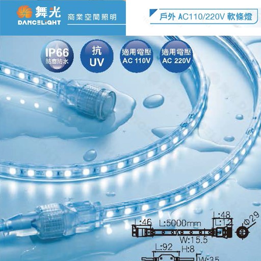 舞光新品~戶外AC110/220V軟條燈(白光/黃光/)