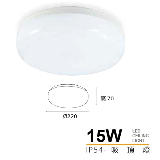 MH 15W IP54防水單色吸頂燈