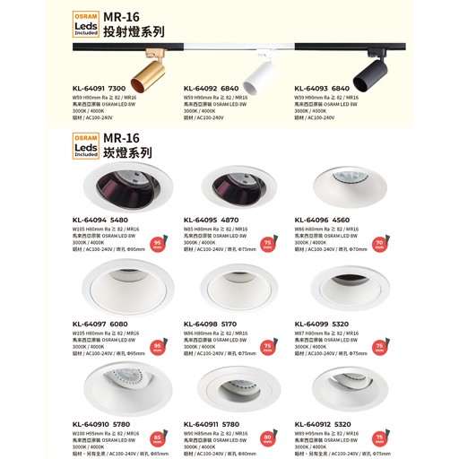 PERFECT完美燈飾KL-64091造型軌道燈/崁燈尺寸 材質 規格請参閱圖示 