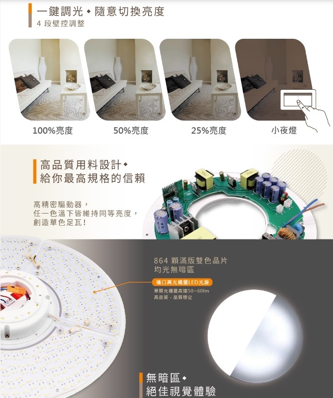 舞光30W/50W星鑽壁切調光吸頂燈 