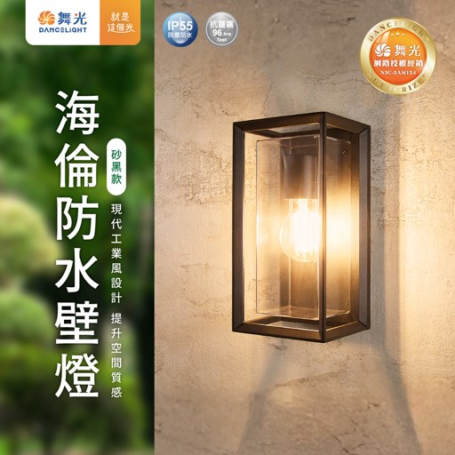舞光~新品E27 海倫防水壁燈-砂黑