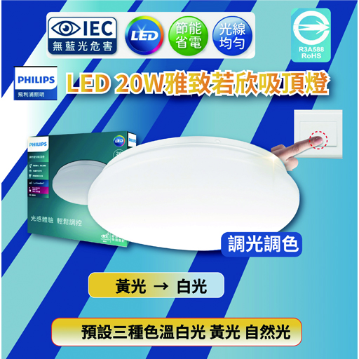 PHILIPS 飛利浦 若欣20W調色壁切吸頂燈-雅緻版