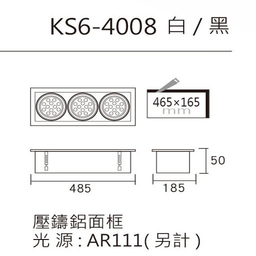 AR111 輕便型崁入燈具（光源另計）