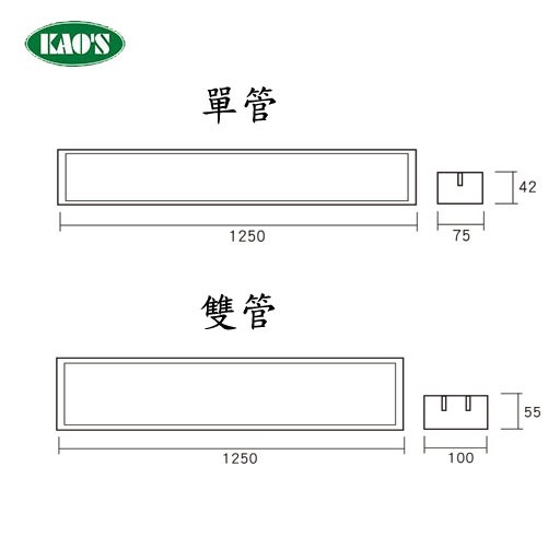 KAO'S高士T8 LED OA辦公室燈具 可訂製軌道式、吊管式、吊線式（含燈管）  