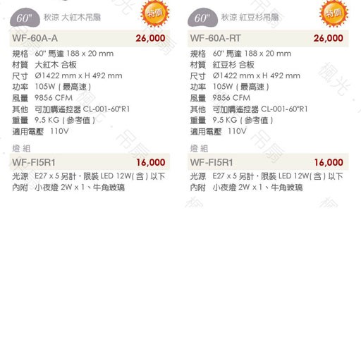楓光60吋秋涼AC系列吊扇燈組 