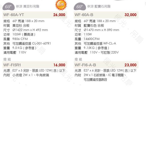 楓光60吋秋涼AC系列吊扇燈組 