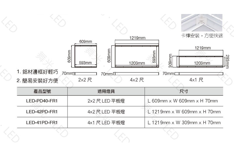 舞光新品~平板燈吸頂框架4尺$715 2尺$440