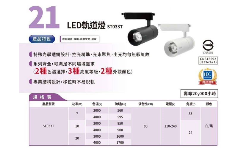 PHILIPS飛利浦ST033T LED 7W/10W/20W軌道燈 投射燈3000K 4000K