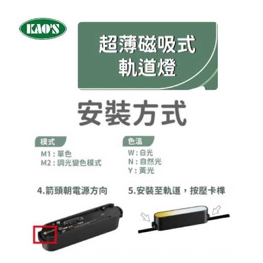 KAO'S高士KS3-0628CB  12W可調角度超薄磁吸聚光線型燈