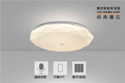 MH 45W/55W/75W 經典鑽石聲控智能遙控調亮度調色溫吸頂燈