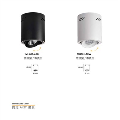 MH- AR111筒燈燈具(尊貴白/高雅黑)