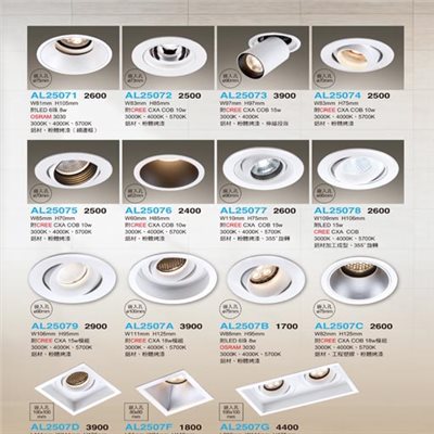 亞伯特AL25071 AL25072 AL25073 AL25074 AL25075 AL25076 AL25077 AL25078 AL25079 AL2507A AL2507B AL2507C AL2507D AL2507F AL2407G   崁燈（放大美圖請至首頁“最新消息”搜尋 ）     