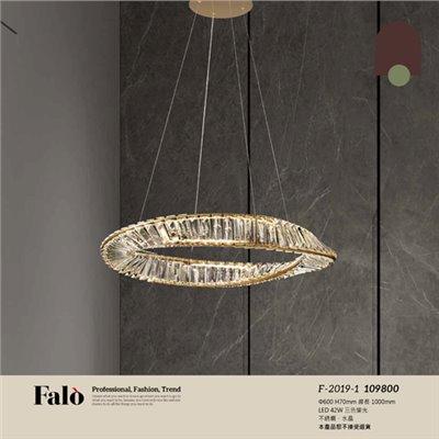 Falo精品燈飾F-2019-1時尚現代三色變光水晶吊燈（放大美圖請至首頁“最新消息”搜尋 ） (編號F-2019-1) 