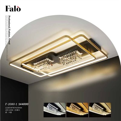 Falo精品燈飾F-2080-1時尚現代三色變光水晶吸頂燈（放大美圖請至首頁“最新消息”搜尋 ） (編號F-2080-1)
